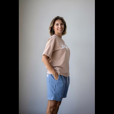 Женский костюм бежево-голубой "Дари"