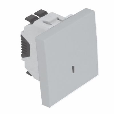 Выключатель с подсветкой, алюминий, 2 модуля, Efapel Quadro 45