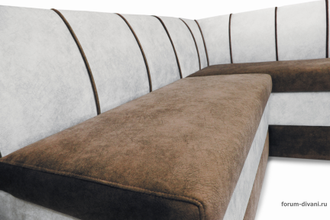 Кухонный Угловой диван "Форум-8" Коричневый/Слоновая кость Правый