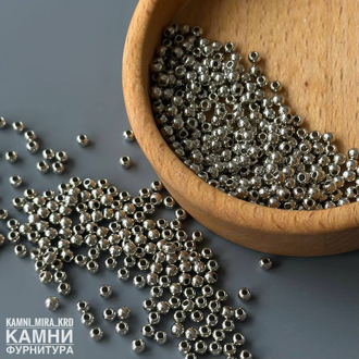 Акриловые круглые бусины 4 мм серебряные, цена за набор