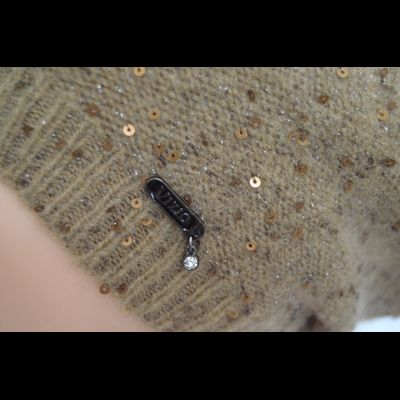 Женский однослойный берет с пайетками Vizio 5306 BO горчичный