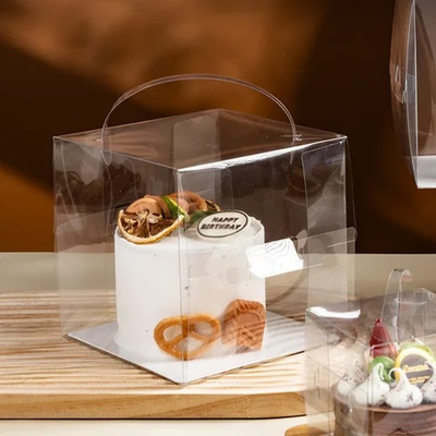 "Бенто-бокс" Коробка прозрачная для торта Бенто с руч. и подложкой, 13*13*11см