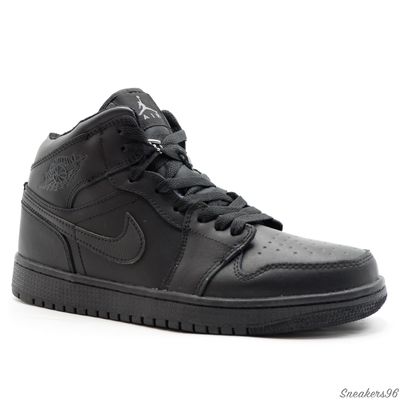 Nike Air Jordan 1 Retro all Black (с мехом) Мужские (40-45)