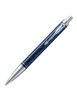 Ручка шариковая PARKER "IM Midnight Astral CT", корпус темно-синий, хромированные детали, синяя, 2074150