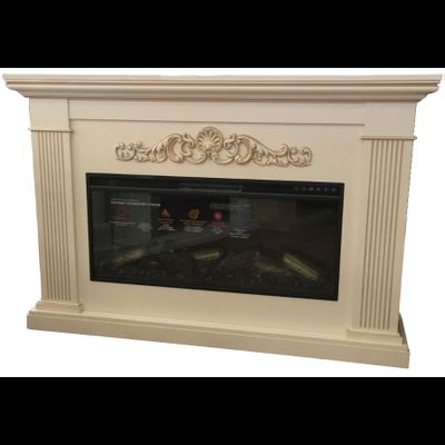 Линейный электрокамин Шелтон бежевый с золотой патиной с очагом FreeSpace 40 LED FX QZ