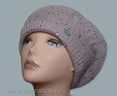 берет италия визио женский вязаный розовый