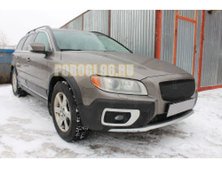 Защита радиатора Volvo XC70 II 2007-2016 3D black верх PREMIUM (устанавливается вместо штатной)