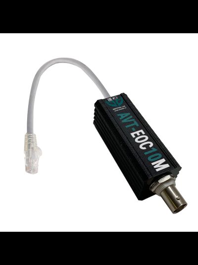 AVT-EOC10M Пассивный удлинитель Ethernet 10Mb/s по коаксиальному кабелю до 500м. с poe