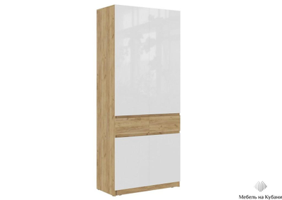 Бостон Шкаф ШК-001 Дуб крафт золотой/МДФ Глянец белый