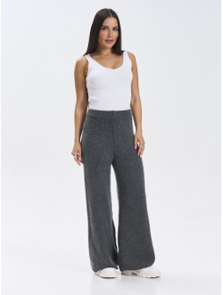 Брюки вязаные широкие на средней посадке эластичные