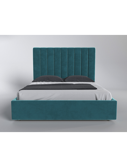 Современная дизайнерская кровать Тринити, мягкое высокое изголовье, прямая стежка, фанера, усиленная металлом, с подъемным механизмом и бельевым ящиком