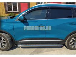 Пороги с накладным листом Папа Тюнинг d53 для Chery Tiggo 7 Pro Max 2024-