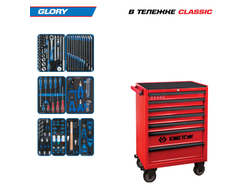 Набор инструментов 152 предмета, "GLORY", в красной тележке KING TONY 934-152MRV