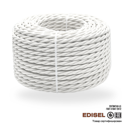 Витой ретро провод 3х2.5 белый бухта