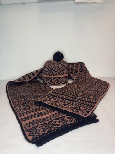 Комплект шапка+шарф, коричневый