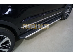 Пороги алюминиевые с пластиковой накладкой 1720 мм ТСС для Changan CS55 2WD 1.5T 2022-