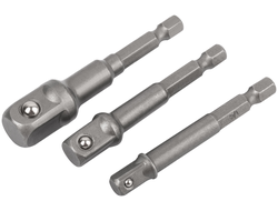 Адаптеры под головки с хвостовика U-типа под биты, набор 3 шт., CrV сталь FIT 57953