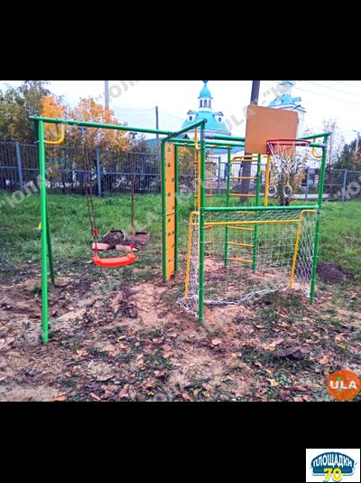 Детский уличный металлический комплекс 7 зеленый-желтый + гнездо 60 см