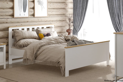 2.08.04.070.14 САГА кровать двойная 160х200 белая/ясень