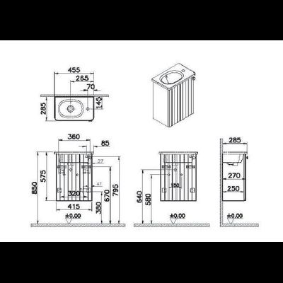 Модуль с круглой раковиной, Vitra Root Groove, 45 см, с дверцей, матовый темно-синий, левосторонний, 69196