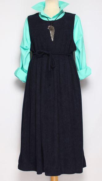 Сарафан  Бохо вельвет "ШИРОКИЕ ЛЯМКИ" синий, мокко, вишня до р.46-50