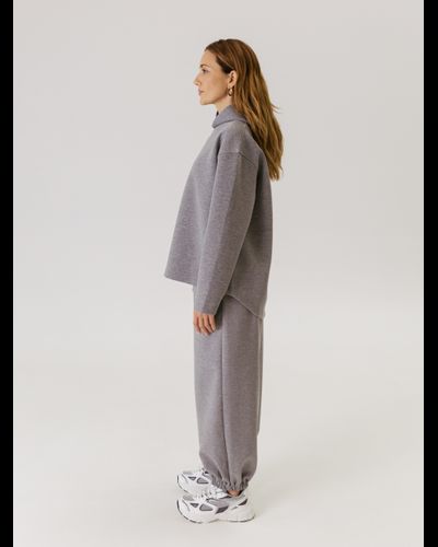 Худи женское из вискозы (серый меланж)