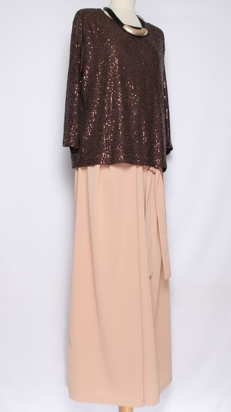 Юбка-брюки "Шёлк с бантом"бежевые до р.52