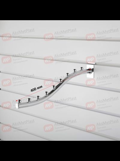 K008 Кронштейн для экономпанелей, наклонный, изогнутый с 9-ю шариками, d-19 мм, длинна 400 мм, хром