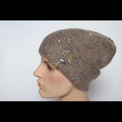 Ореховая меланжевая шапка с украшением Vizio Италия 6926 CL