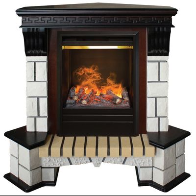 Угловой электрокамин Stone AO с очагом 3D Olympic