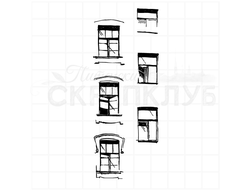 Штамп окна домов, городская симфония, питерские мотивы