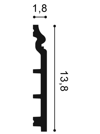 Плинтус ORAC Decor SX118, дюрополимерный, влагостойкий, ударопрочный, под покраску, длина 2 метра
