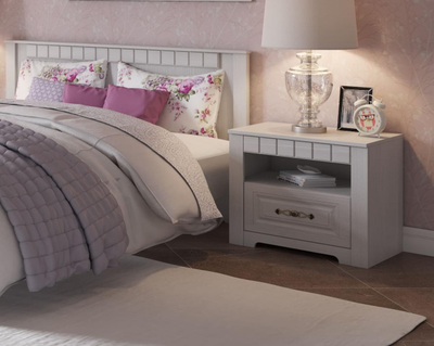 Тумба прикроватная "Прованс" спальня 602х410х510 Бодега белая / Патина премиум