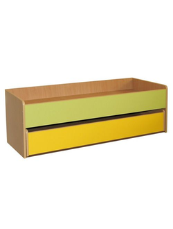 КРОВАТЬ ДЕТСКАЯ 23 (ЛДСП)ДВУХЪЯРУСНАЯ (корпус бук, фасад зеленый/желтый)