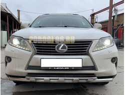Защита переднего бампера двойная с перемычками d60/42 для Lexus RX270/RX350/RX450h  (2009-2015)