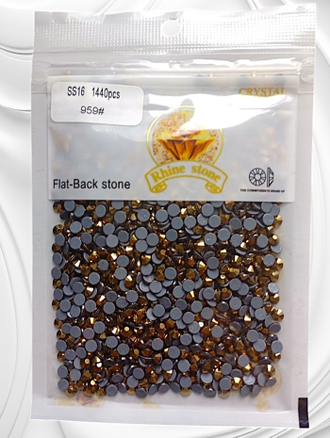Стразы термоклеевые, цвет золотистый металлик, размер SS16 (3,8 - 4,0 мм), 1440 шт