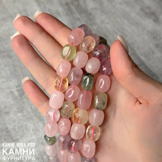 Микс камней гладкие оливы 12-16 мм, цена за нить 19 см