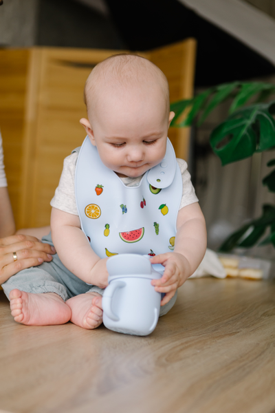 Поильник детский и снэк-стакан 3 в 1 из пищевого силикона Голубой