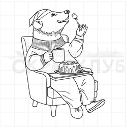 штамп медведь с кексом