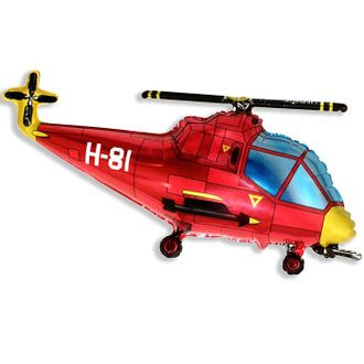 Фольгированный шар с гелием "Вертолет красный" 87
