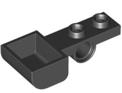 Plate, Modified 1 x 2 with Pin Hole and Bucket Catapult, Black (88289 / 6225386)