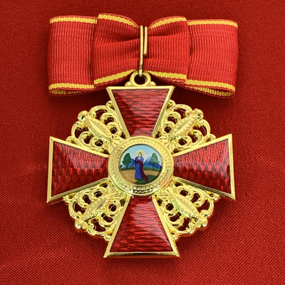 Орден Святой Анны 2-й степени, с бантом из муаровой ленты. Полноразмерная копия LUX! Лот № 94.