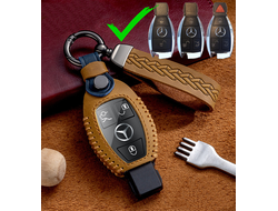 Коричневый чехол для контактного ключа Мерседес рыбка (freedom)