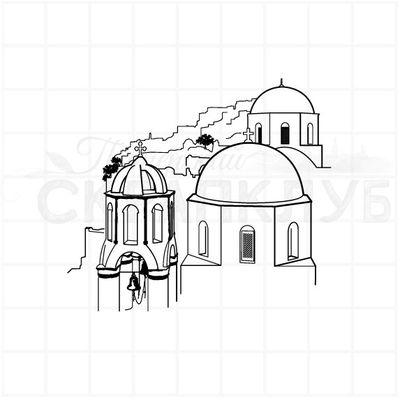 штамп "Греция. Синие крыши"