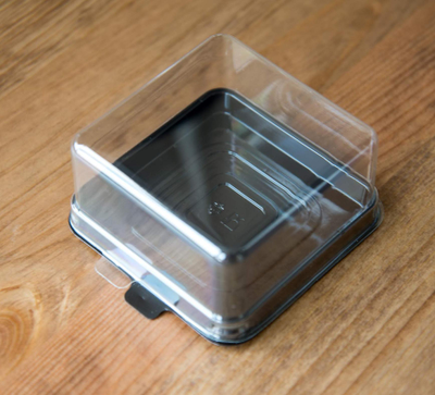 Контейнер для пирожных квадрат (пластик. крыш-дно, прозр/кор.), 92*85*51мм