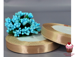 Лента атласная Бежевая, 12 мм, катушка 23 м