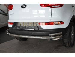 Защита заднего бампера угловая большая  d60/42 для Kia Sportage 2010-2015