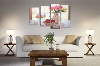 Модульная картина "Нежный десерт с клубникой"