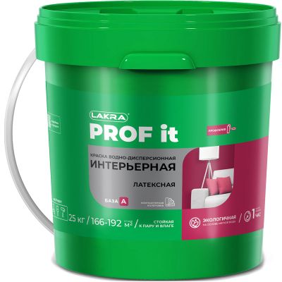 Краска интерьерная латексная ЛАКРА PROF IT Интерьерная Белая база А 25 кг