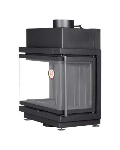 Топка АЛЬФА 700 три стекла, белый/черный шамот подовая